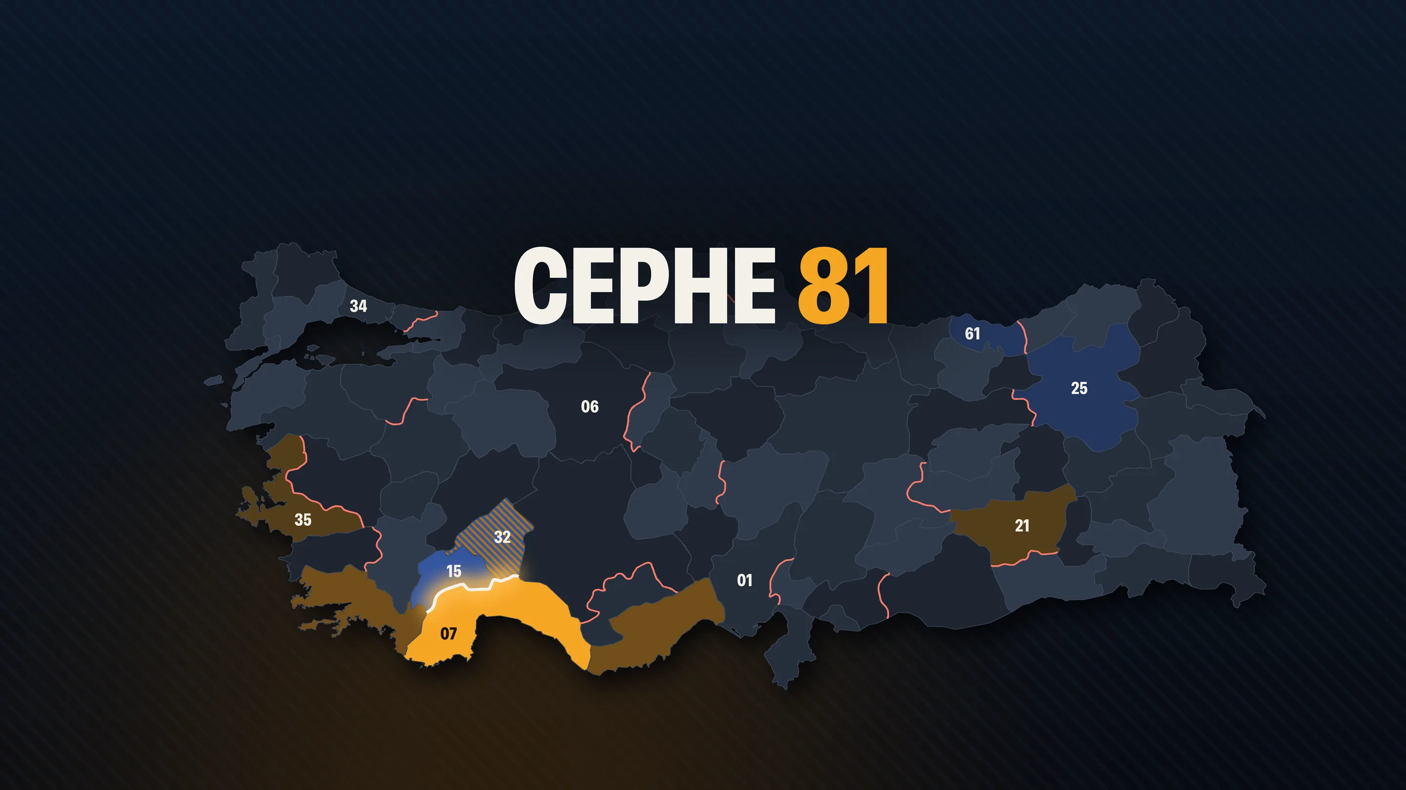 CEPHE 81 key art: glowing front lines on a night map of Türkiye