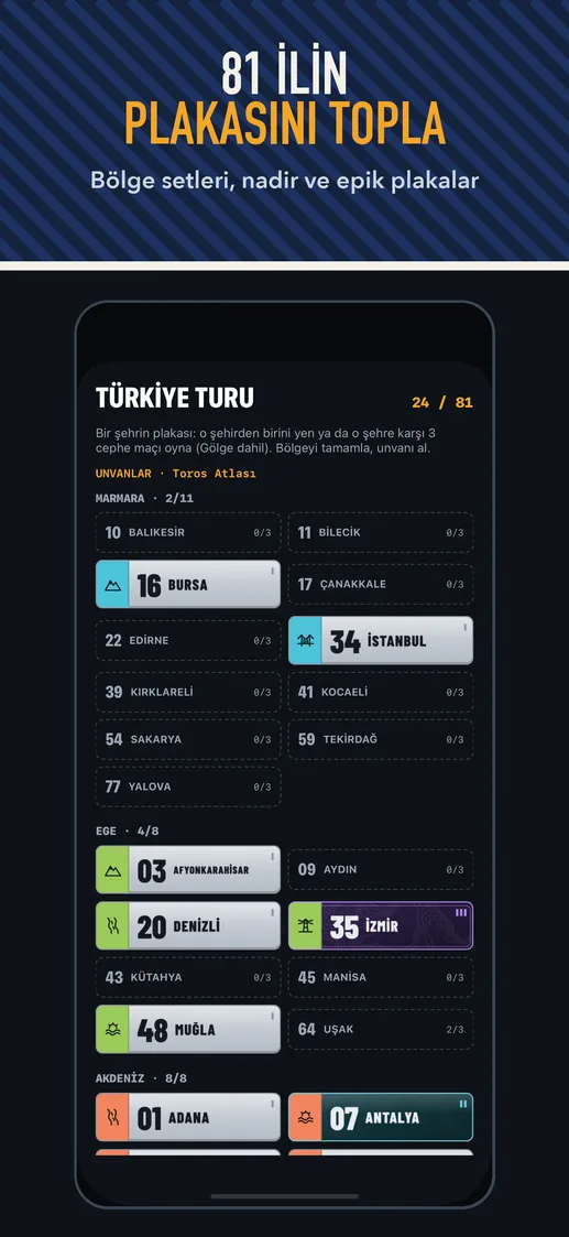 App Store ekranı: 81 İLİN PLAKASINI TOPLA — Bölge setleri, nadir ve epik plakalar