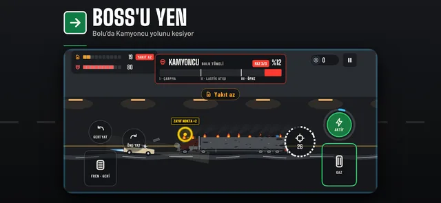 App Store ekranı: Boss’u yen — Bolu’da Kamyoncu yolunu kesiyor