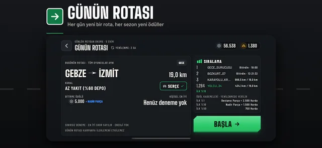 App Store ekranı: Günün rotası — her gün yeni bir rota