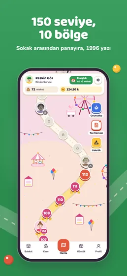App Store screenshot: 150 levels, 10 regions — from the back street to the fair, summer 1996