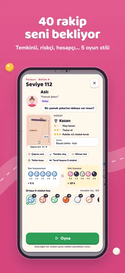App Store screenshot: 40 rivals are waiting — cautious, risky, calculating… 5 play styles