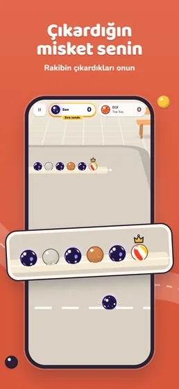 App Store screenshot: The marbles you knock out are yours — the ones your rival knocks out are theirs