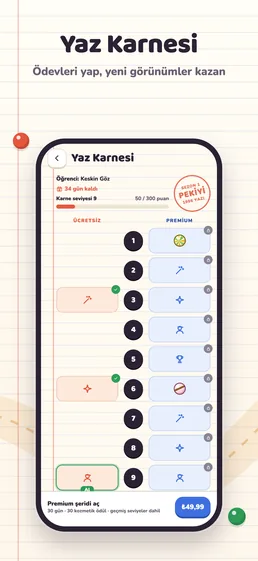 App Store screenshot: Summer Report Card — complete tasks, earn new looks